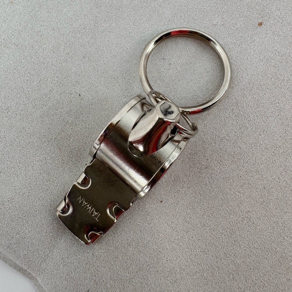 Vintage Silver Tone Whistle Keychain Taiwan